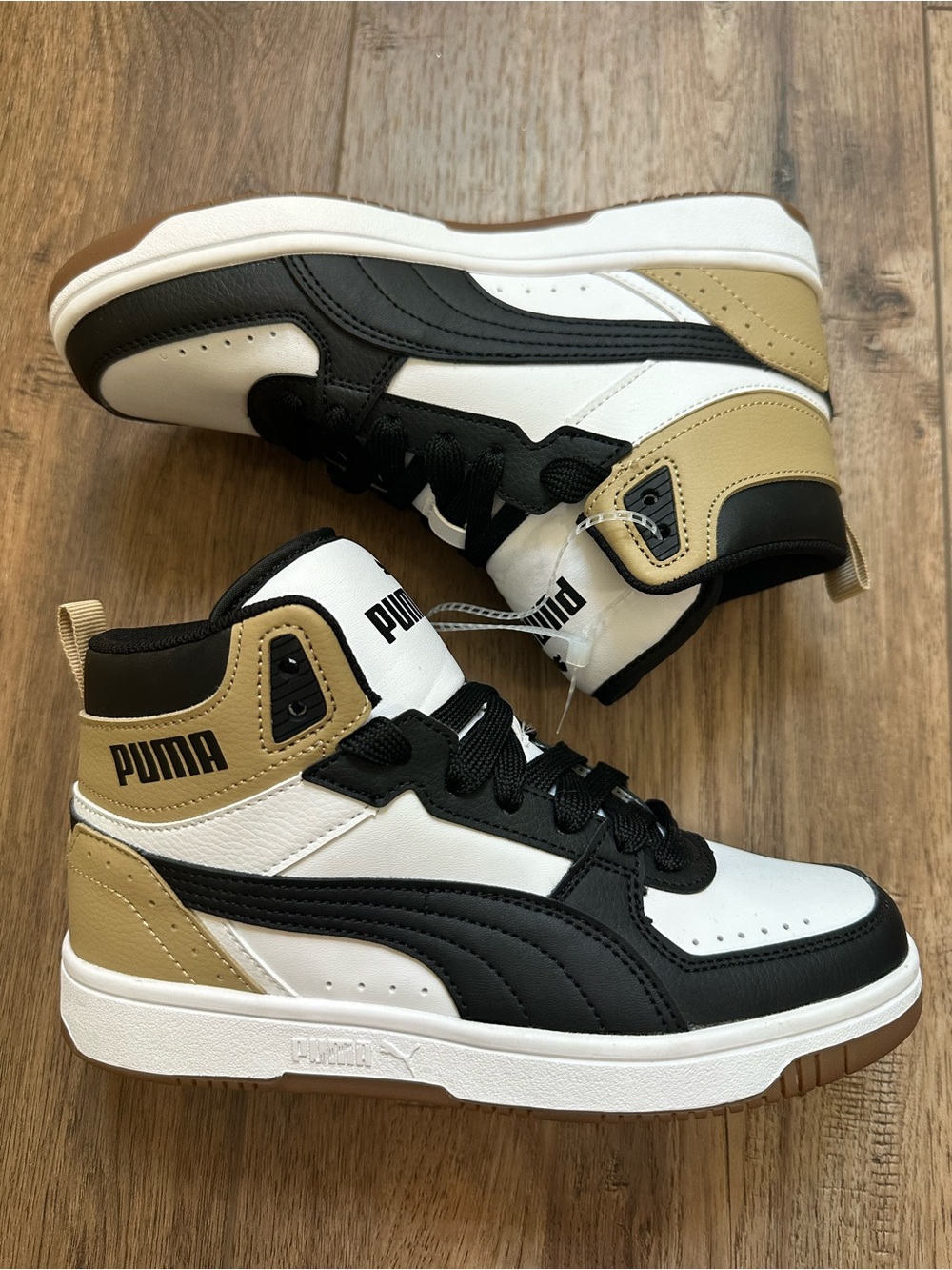 NEW! Puma Rebound Joy Boy's High‎ Top Sneakers, Basketball, Neutral, Softfoam, 4